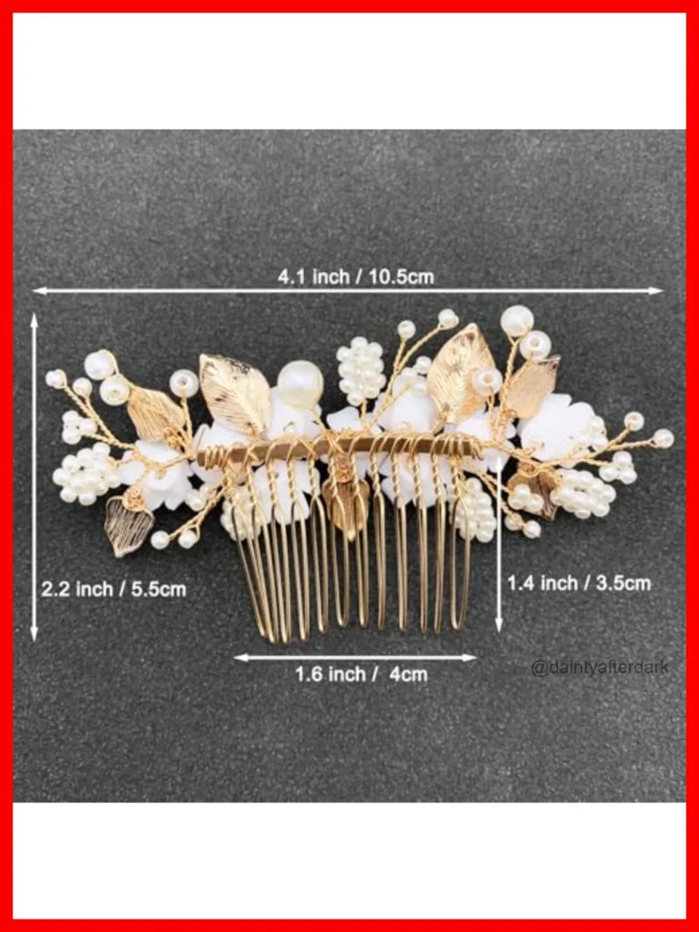 Ceramic Flower Hair Comb Pearl Leaf Wedding Hair Pin